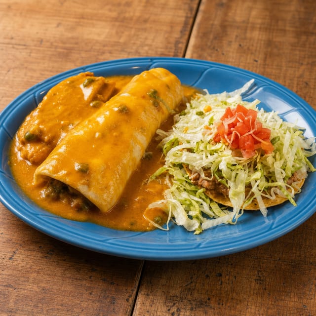 4. Chicharron Burrito, Bean Tostada, & Pork Tamale.